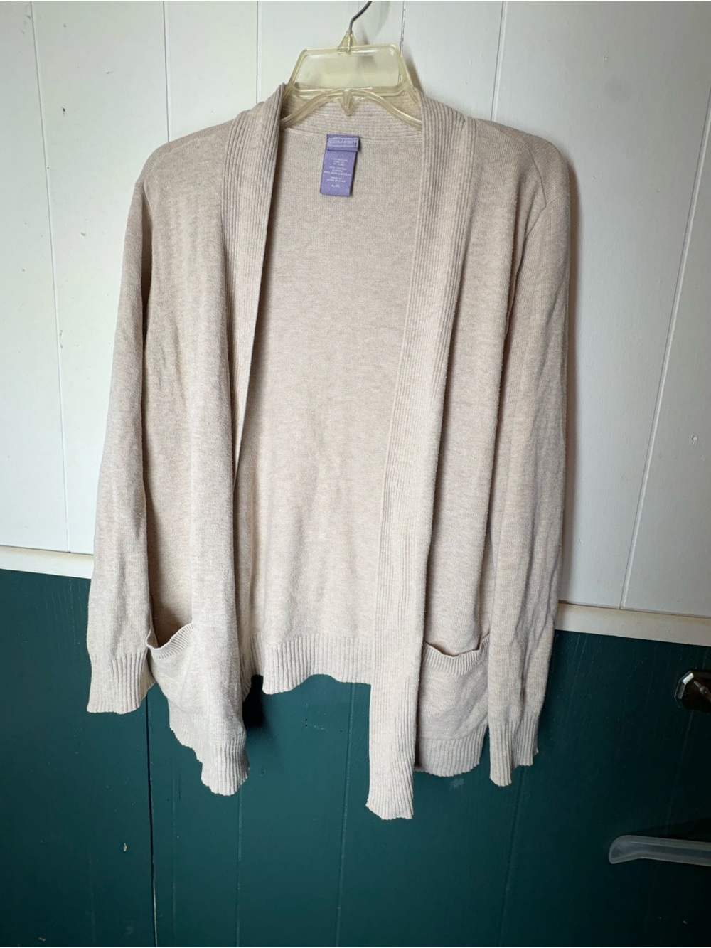 Laura Scott Lightweight Open-Front Cardigan - Beige